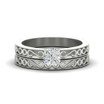 Load image into Gallery viewer, cushion-cut-filigree-single-stone-diamond-wedding-ring-set-in-white-gold-FDENS3289CU-NL-WG.jpg?v=1763371053