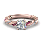 Load image into Gallery viewer, Cushion Cut Twisted Vine Engagement Ring