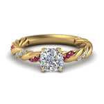 Load image into Gallery viewer, Cushion Cut Twisted Vine Engagement Ring