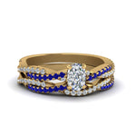 Load image into Gallery viewer, cushion-cut-simple-diamond-twisted-vine-bridal-ring-sets-with-blue-sapphire-in-14K-yellow-gold-FD8233CUGSABL-NL-YG