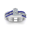 Load image into Gallery viewer, cushion-cut-simple-diamond-twisted-vine-bridal-ring-sets-with-blue-sapphire-in-950-Platinum-FD8233CUGSABL-NL-WG