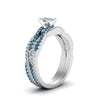 Load image into Gallery viewer, cushion-cut-simple-diamond-twisted-vine-bridal-ring-sets-with-ice-blue-topaz-in-14K-white-gold-FD8233CUGICBLTO-NL-WG