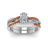 Load image into Gallery viewer, cushion-cut-simple-diamond-twisted-vine-bridal-ring-sets-with-orange-sapphire-in-950-Platinum-FD8233CUGSAOR-NL-WG