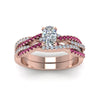 Load image into Gallery viewer, cushion-cut-simple-diamond-twisted-vine-bridal-ring-sets-with-pink-sapphire-in-14K-rose-gold-FD8233CUGSADRPI-NL-RG