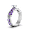 Load image into Gallery viewer, cushion-cut-simple-diamond-twisted-vine-bridal-ring-sets-with-violac-topaz-in-14K-white-gold-FD8233CUGVITO-NL-WG