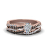 Load image into Gallery viewer, cushion-cut-simple-twisted-vine-bridal-ring-sets-with-black-diamond-in-14K-rose-gold-FD8233CUGBLACK-NL-RG
