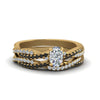 Load image into Gallery viewer, cushion-cut-simple-twisted-vine-bridal-ring-sets-with-black-diamond-in-14K-yellow-gold-FD8233CUGBLACK-NL-YG