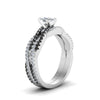 Load image into Gallery viewer, cushion-cut-simple-twisted-vine-bridal-ring-sets-with-black-diamond-in-950-Platinum-FD8233CUGBLACK-NL-WG