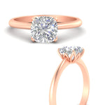 Load image into Gallery viewer, Floral Head Cushion Solitaire Cathedral Ring