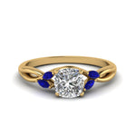 Load image into Gallery viewer, cushion-cut-twisted-petal-diamond-engagement-ring-with-blue-sapphire-in-14K-yellow-gold-FD8300CURGSABL-NL-YG.jpg