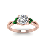 Load image into Gallery viewer, cushion-cut-twisted-petal-diamond-engagement-ring-with-emerald-in-14K-rose-gold-FD8300CURGEMGR-NL-RG.jpg