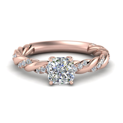 Cushion cut Lab Grown Diamond Twisted Vine Engagement Ring