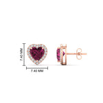 Load image into Gallery viewer, cute-heart-pink-sapphire-halo-diamond-earrings-in-rose-gold-FDEAR11270HTGSADRPIANGLE1-NL-RG