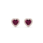 Load image into Gallery viewer, cute-heart-pink-sapphire-halo-diamond-earrings-in-rose-gold-FDEAR11270HTGSADRPIANGLE1-NL-RG
