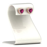 Load image into Gallery viewer, cute-heart-pink-sapphire-halo-diamond-earrings-in-rose-gold-FDEAR11270HTGSADRPIANGLE1-NL-RG