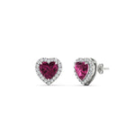 Load image into Gallery viewer, cute-heart-pink-sapphire-halo-diamond-earrings-in-white-gold-FDEAR11270HTGSADRPIANGLE1-NL-WG