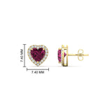 Load image into Gallery viewer, cute-heart-pink-sapphire-halo-diamond-earrings-in-yellow-gold-FDEAR11270HTGSADRPIANGLE1-NL-YG