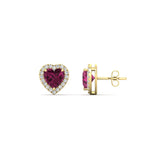 Load image into Gallery viewer, cute-heart-pink-sapphire-halo-diamond-earrings-in-yellow-gold-FDEAR11270HTGSADRPIANGLE1-NL-YG