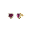 Load image into Gallery viewer, cute-heart-pink-sapphire-halo-diamond-earrings-in-yellow-gold-FDEAR11270HTGSADRPIANGLE1-NL-YG