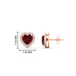 Load image into Gallery viewer, cute-heart-ruby-halo-diamond-earrings-in-rose-gold-FDEAR11270HTGRUDRANGLE1-NL-RG