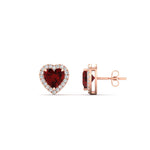 Load image into Gallery viewer, cute-heart-ruby-halo-diamond-earrings-in-rose-gold-FDEAR11270HTGRUDRANGLE1-NL-RG