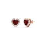 Load image into Gallery viewer, cute-heart-ruby-halo-diamond-earrings-in-rose-gold-FDEAR11270HTGRUDRANGLE1-NL-RG