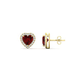 Load image into Gallery viewer, cute-heart-ruby-halo-diamond-earrings-in-yellow-gold-FDEAR11270HTGRUDRANGLE1-NL-YG