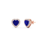 Load image into Gallery viewer, cute-heart-sapphire-halo-diamond-earrings-in-rose-gold-FDEAR11270HTGSABLANGLE1-NL-RG