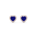 Load image into Gallery viewer, cute-heart-sapphire-halo-diamond-earrings-in-rose-gold-FDEAR11270HTGSABLANGLE1-NL-RG