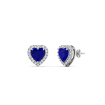 Load image into Gallery viewer, cute-heart-sapphire-halo-diamond-earrings-in-white-gold-FDEAR11270HTGSABLANGLE1-NL-WG