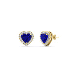 Load image into Gallery viewer, cute-heart-sapphire-halo-diamond-earrings-in-yellow-gold-FDEAR11270HTGSABLANGLE1-NL-YG