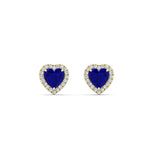 Load image into Gallery viewer, cute-heart-sapphire-halo-diamond-earrings-in-yellow-gold-FDEAR11270HTGSABLANGLE1-NL-YG