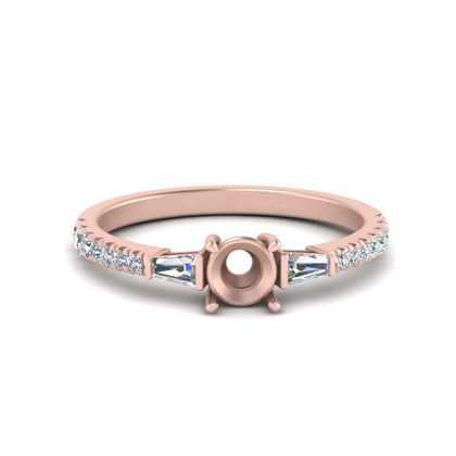 Semi Mount Diamond Ring with Baguette Side Stones