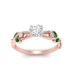 Load image into Gallery viewer, delicate-flower-round-diamond-ring-with-emerald-in-rose-gold-FDENR2598RORGEMGR-NL-RG