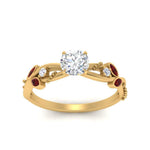 Load image into Gallery viewer, delicate-flower-round-diamond-ring-with-ruby-in-yellow-gold-FDENR2598RORGRUDR-NL-YG