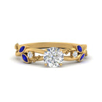 Load image into Gallery viewer, delicate-flower-round-diamond-ring-with-sapphire-in-yellow-gold-FDENR2598RORGSABL-NL-YG