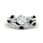 Load image into Gallery viewer, delicate-vine-round-cut-black-diamond-bridal-ring-set-in-white-gold-fdens11510rogblack-nl-wg_9bb985e2-7aa8-45b7-b85e-d9c849201287?v=1757568205