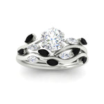 Load image into Gallery viewer, delicate-vine-round-cut-black-diamond-bridal-ring-set-in-white-gold-fdens11510rogblackangle5-nl-wg?v=1757568206