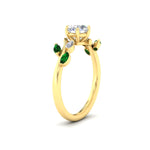 Load image into Gallery viewer, delicate-vine-round-cut-emerald-engagement-ring-in-yellow-gold-fd11510rgemgerangle2-nl-yg?v=1758686964