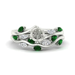 Load image into Gallery viewer, delicate-vine-semi-mount-emerald-bridal-ring-set-in-white-gold-fdens11510smgemgr-nl-wg_dcb9fb03-d8ec-4226-a98a-4fe4044e3581?v=1757567811