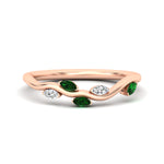 Load image into Gallery viewer, delicate-vine-wedding-emerald-band-in-rose-gold-fdens11510bgemgr-nl-rg?v=1757570932