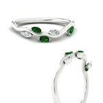 Load image into Gallery viewer, delicate-vine-wedding-emerald-band-in-white-gold-fdens11510bgemgrangle3-nl-wg?v=1757570932