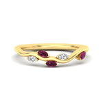 Load image into Gallery viewer, delicate-vine-wedding-pink-sapphire-band-in-yellow-gold-fdens11510bgsadrpi-nl-yg?v=1757570931