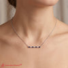 Load image into Gallery viewer, diamond-bar-necklace-with-round-and-baguette-cut-in-white-gold-with-blue-sapphire-FDPD86790