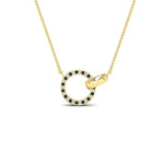 Load image into Gallery viewer, diamond-circle-loop-necklace-with-black-diamond-in-FDPD11023GBLACK-NL-YG