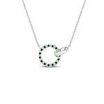 Load image into Gallery viewer, diamond-circle-loop-necklace-with-emerald-in-FDPD11023GEMGR-NL-WG