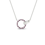 Load image into Gallery viewer, diamond-circle-loop-necklace-with-pink-sapphire-in-FDPD11023GSADRPI-NL-WG