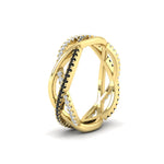 Load image into Gallery viewer, diamond-criss-cross-weave-wedding-band-with-black-diamond-in-yellow-gold-FD11069BGBLACKANGLE3-NL-YG