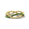 Load image into Gallery viewer, diamond-criss-cross-weave-wedding-band-with-emerald-in-yellow-gold-FD11069BGEMGRANGLE3-NL-YG
