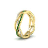 Load image into Gallery viewer, diamond-criss-cross-weave-wedding-band-with-emerald-in-yellow-gold-FD11069BGEMGRANGLE3-NL-YG